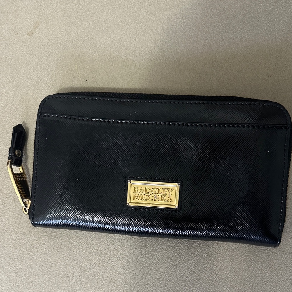 Badgley Mischka Black Wallet with Gold Accents